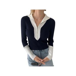 SHEIN Dazy Half Zip Ribbed Knit Sweater